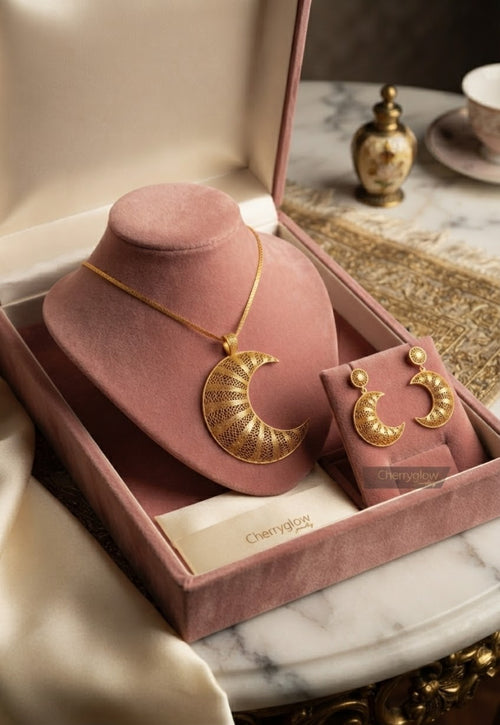 Celestial Moon Gold-Plated Jewelry Set