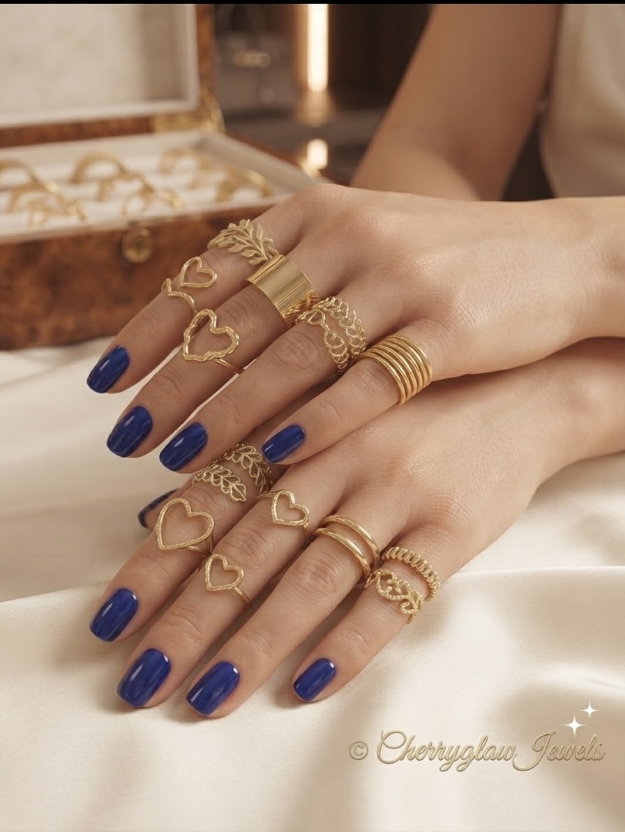 Cherryglow Multi-Band Gold Ring Set