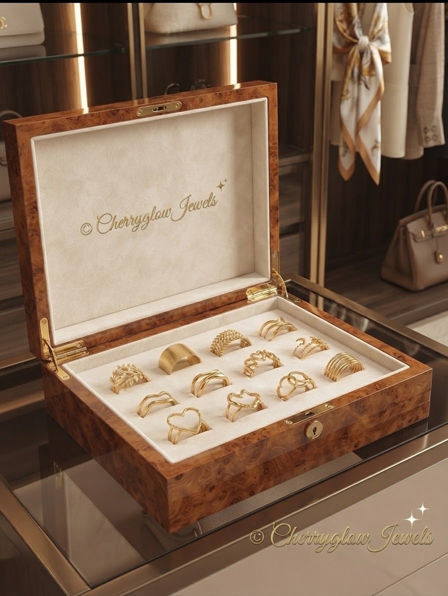 Cherryglow Multi-Band Gold Ring Set