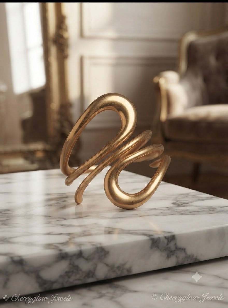 Cherryglow Sculptural Gold Serpent Cuff