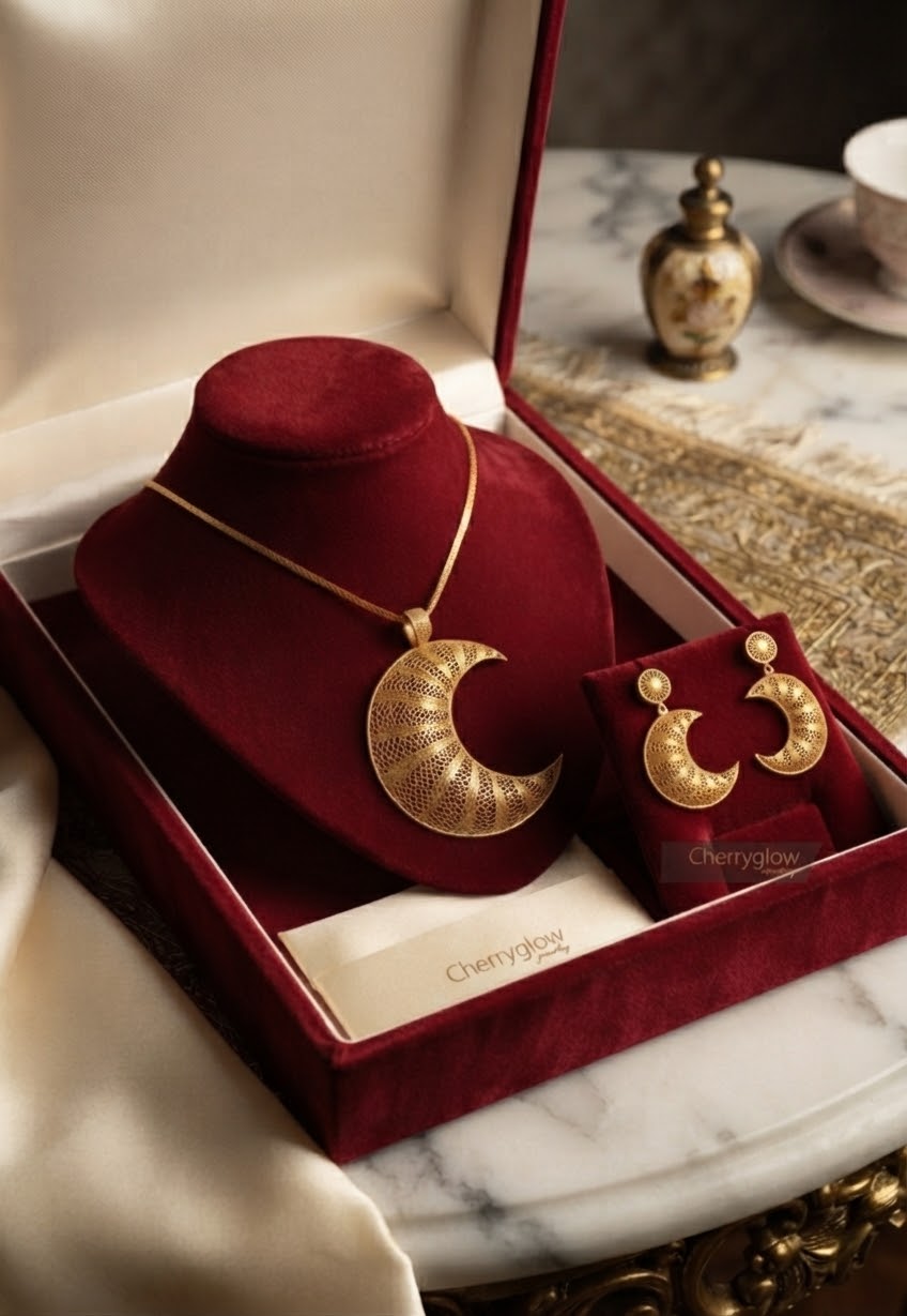 Celestial Moon Gold-Plated Jewelry Set